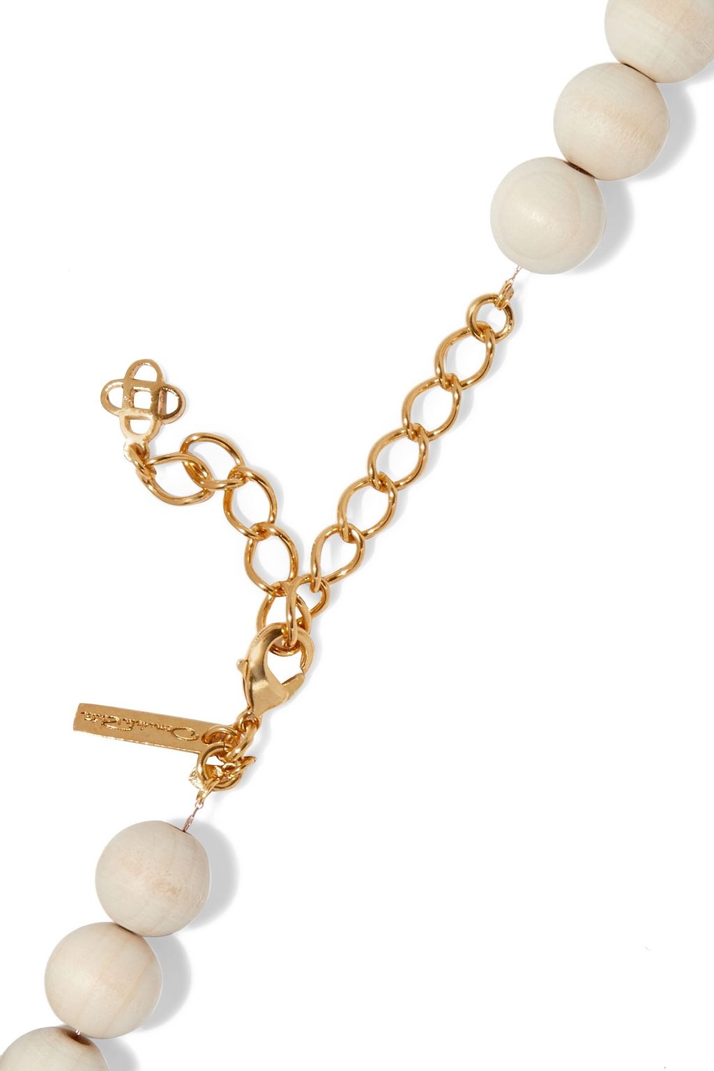 OSCAR DE LA RENTA Gold-tone, freshwater pearl and wood necklace
