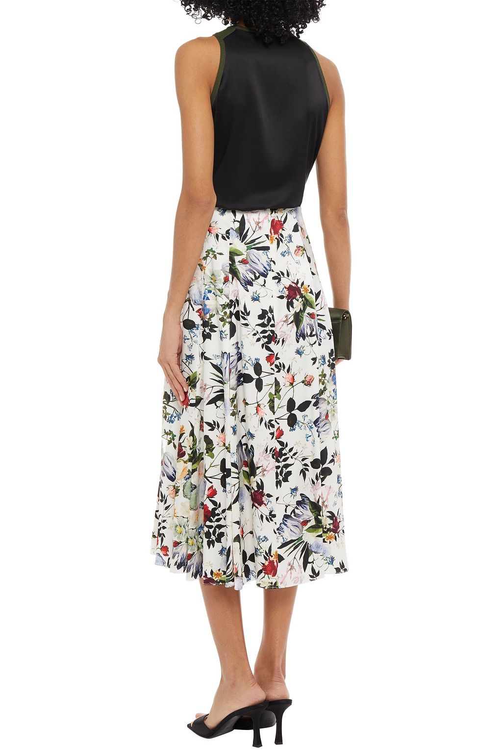 ERDEM Vesper floral-print silk-satin skirt