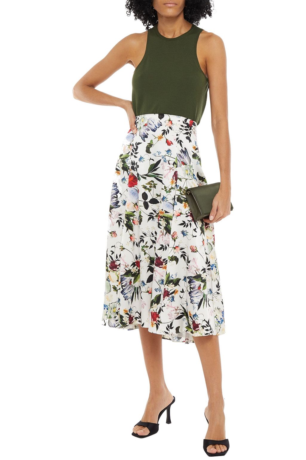 ERDEM Vesper floral-print silk-satin skirt