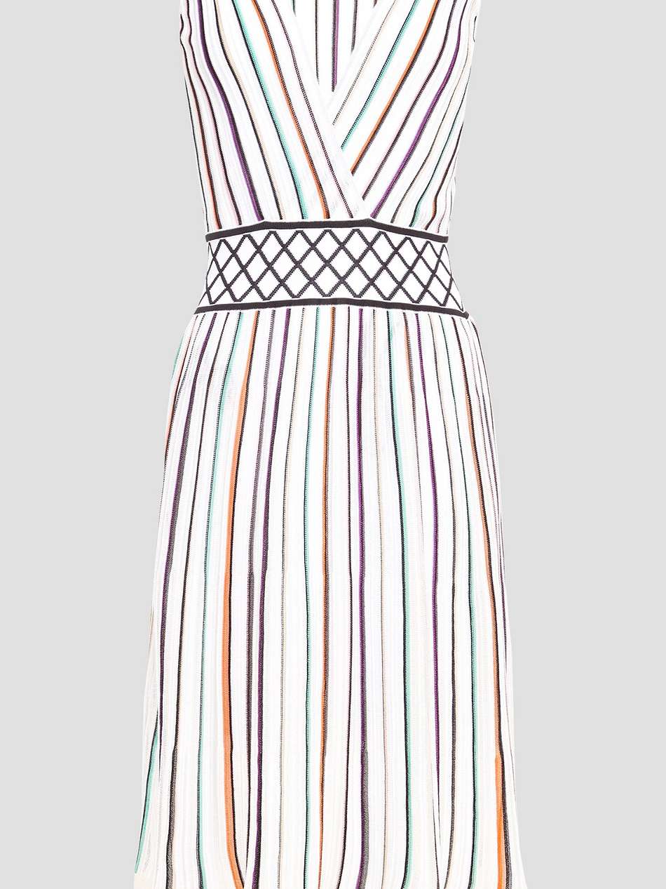 striped crochet-knit dress