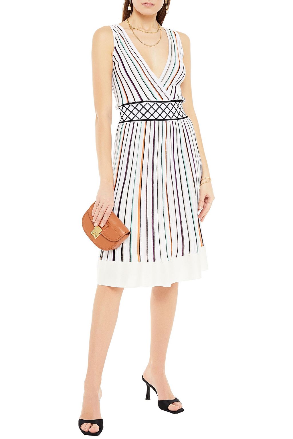 MISSONI Striped crochet-knit dress