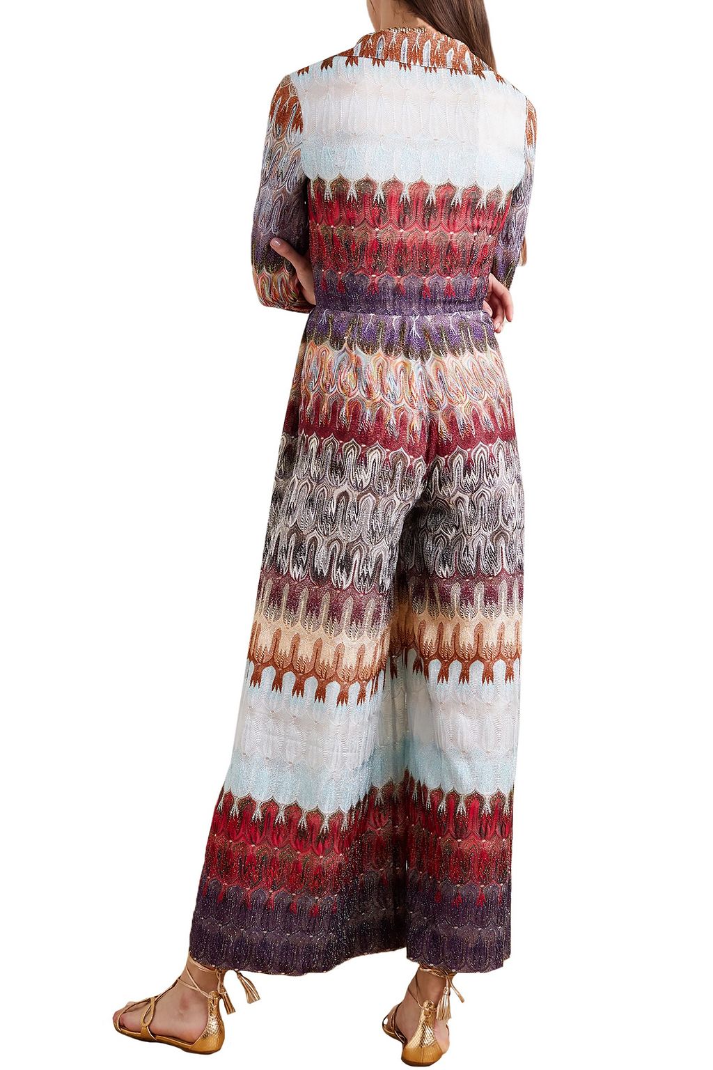 MISSONI Metallic crochet-knit wide-leg jumpsuit