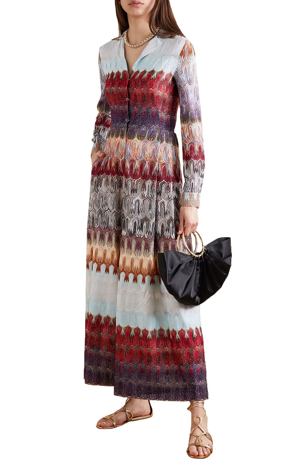 MISSONI Metallic crochet-knit wide-leg jumpsuit
