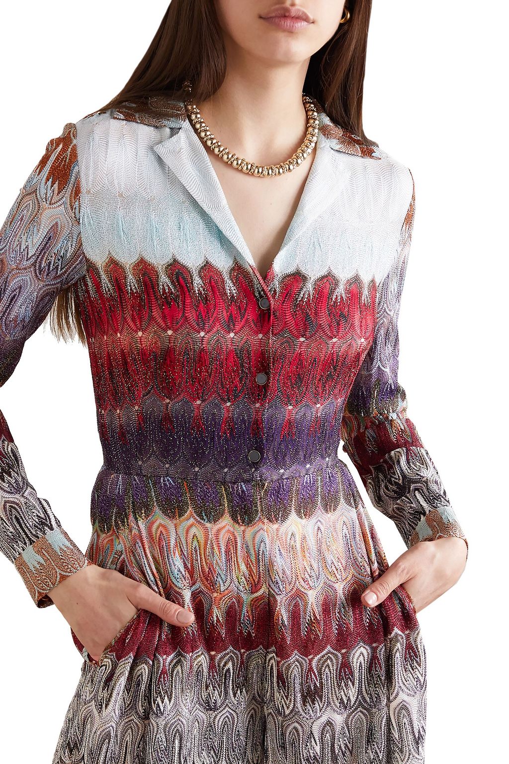 MISSONI Metallic crochet-knit wide-leg jumpsuit