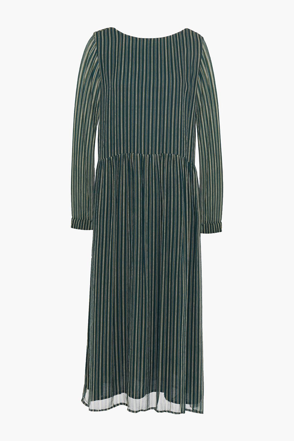 أخضر داكن فستان مزموم من الشيفون المخطط 70 تخفيض يصل إلى The Outnet American Vintage The Outnet