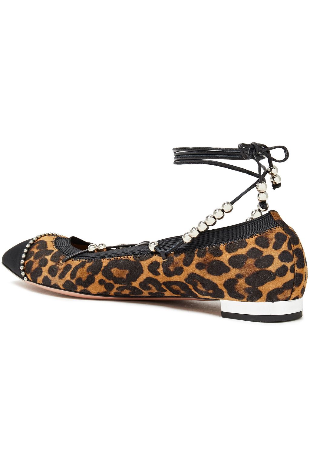 AQUAZZURA Mystique embellished leopard-print suede ballet flats