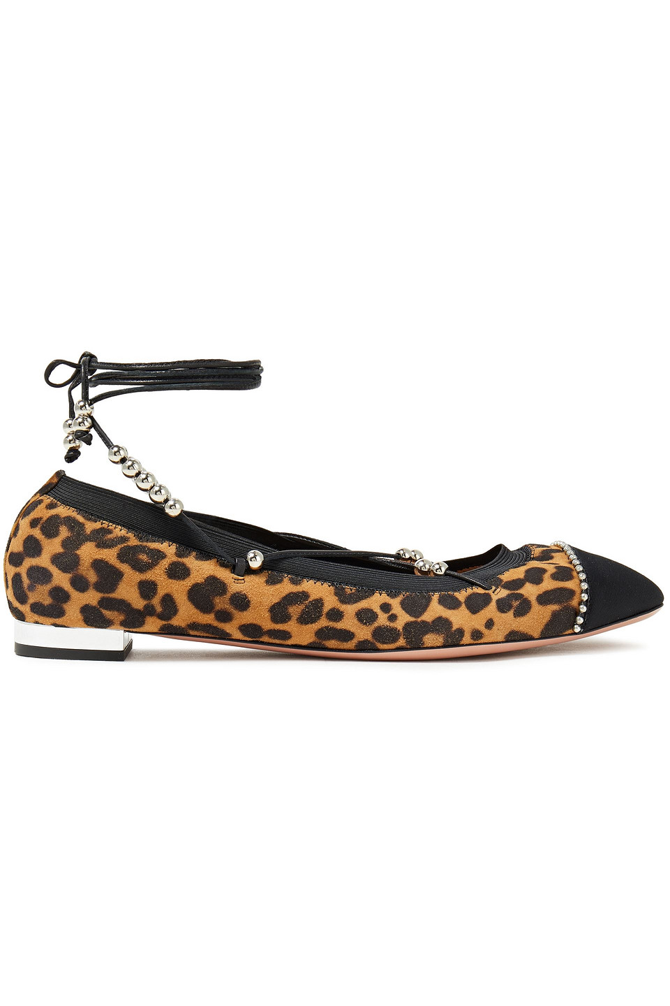 Aquazzura Woman Mystique Embellished Leopard-print Suede Ballet Flats Animal Print Size 39