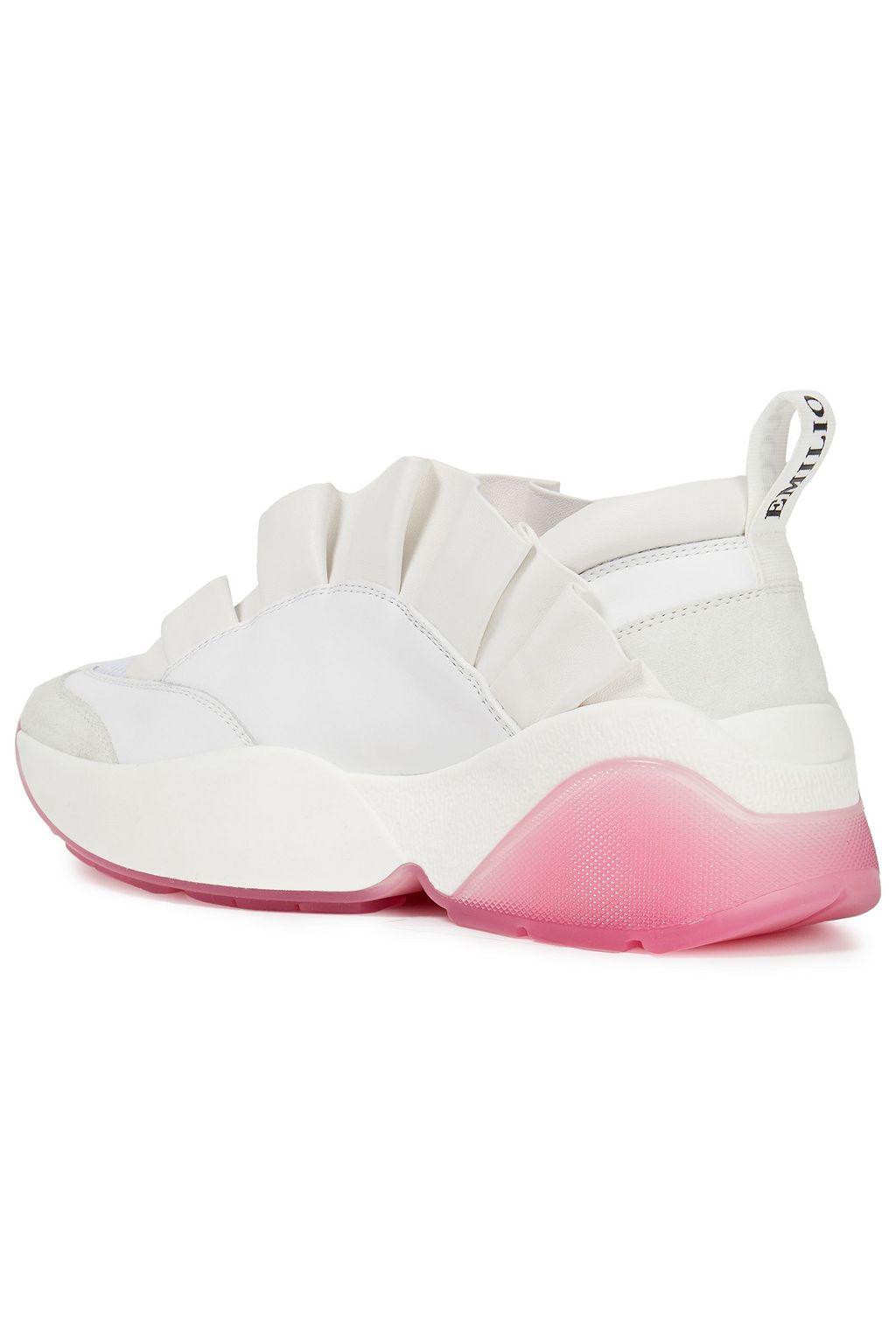 PUCCI Ruffled leather, suede and mesh sneakers
