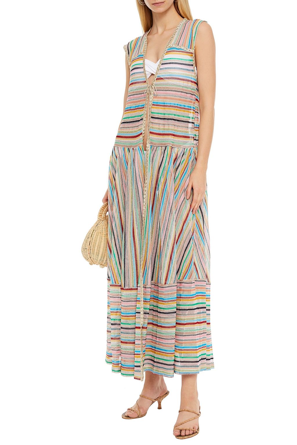MISSONI MARE Mare Riga tie-front striped crochet-knit kaftan