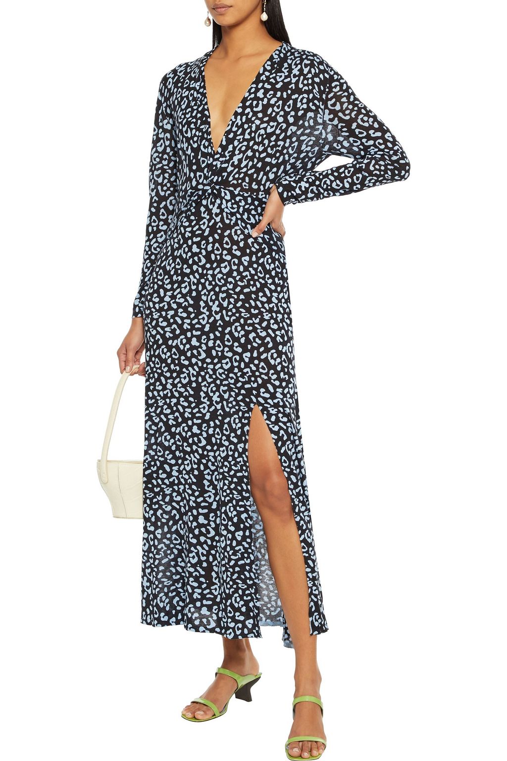 RIXO Anja twist-front leopard-print silk-blend jersey maxi dress