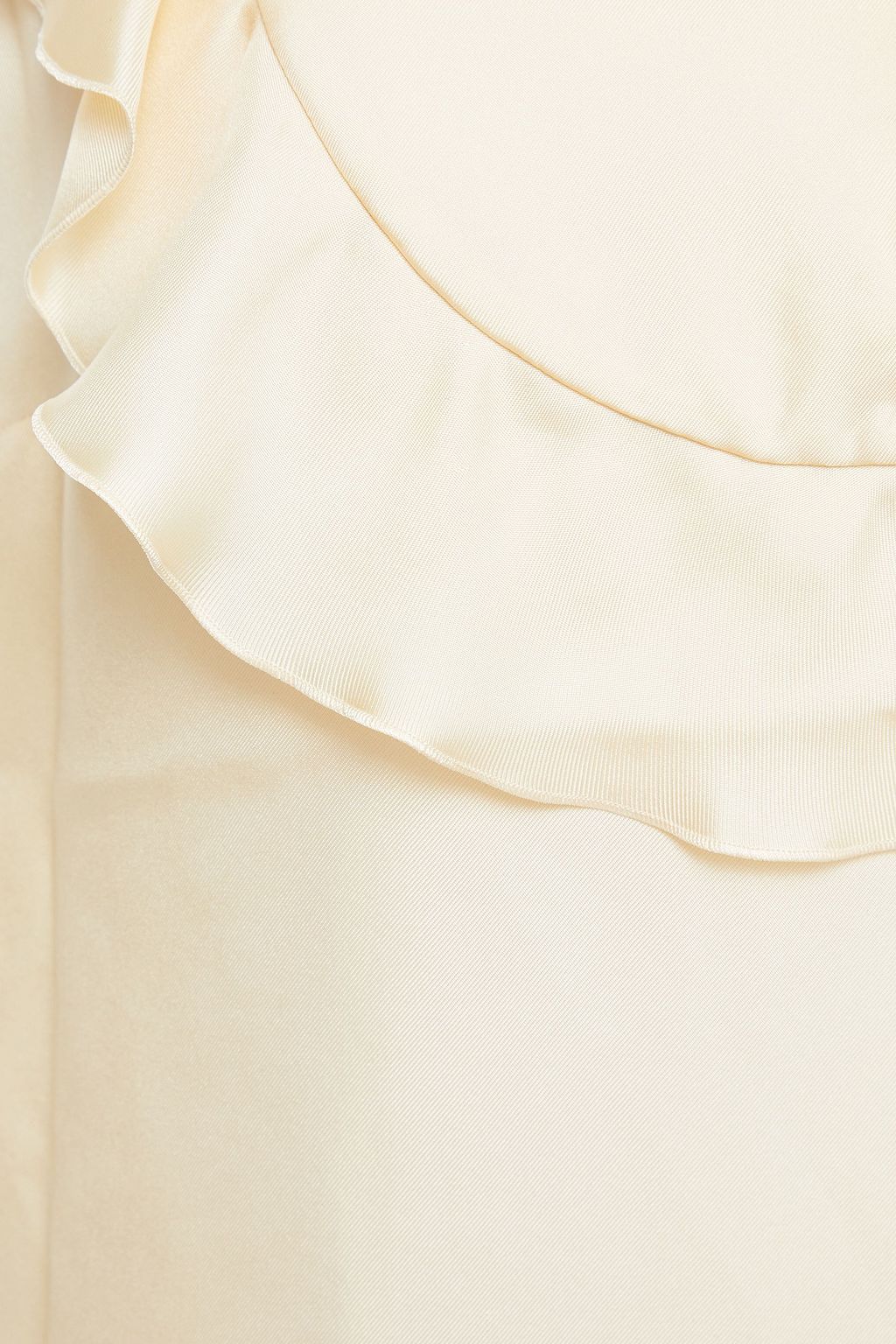 GUCCI Oberteil aus Seiden-Twill mit Rüschen und Stickereien