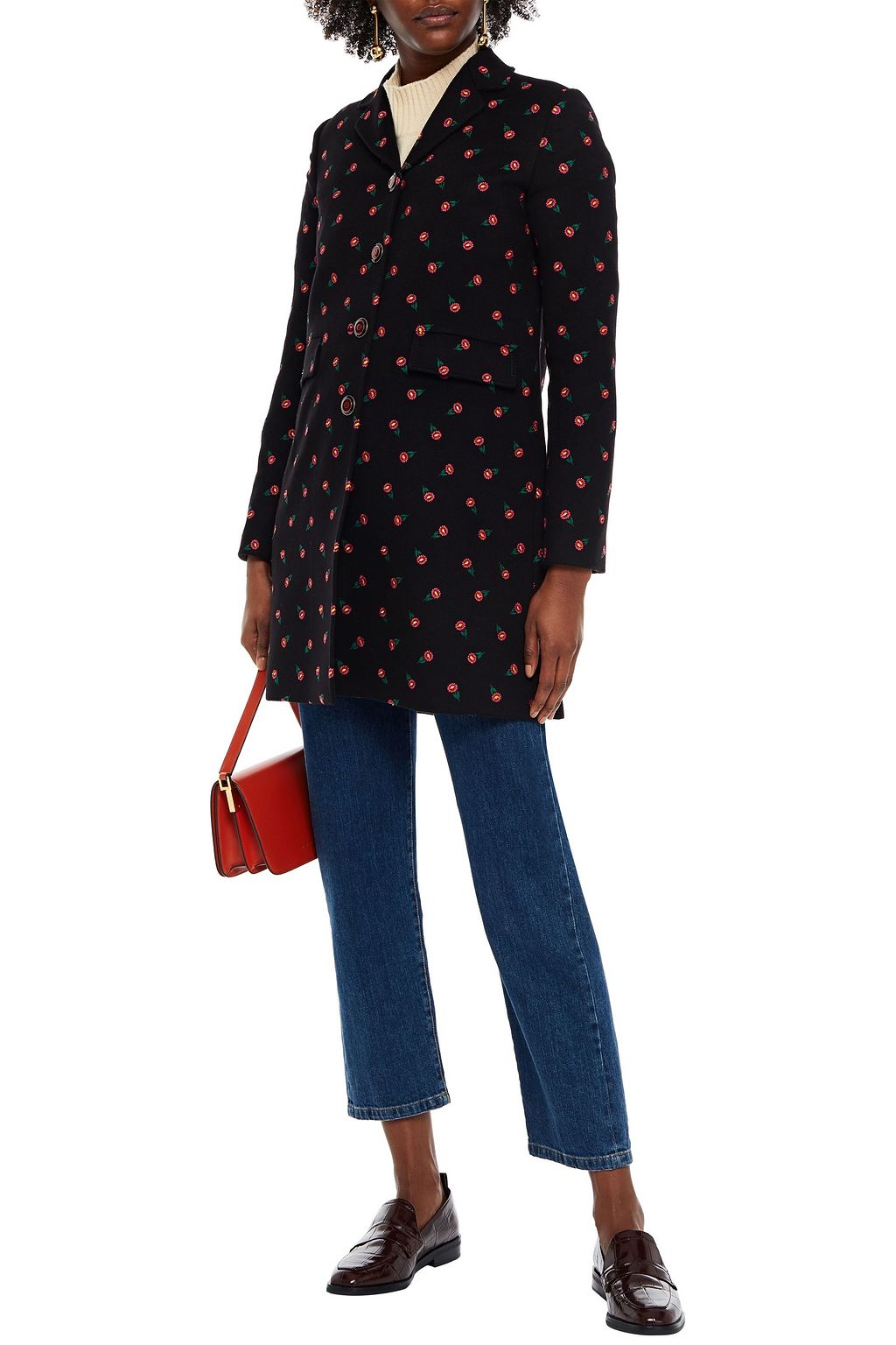 GUCCI Embroidered wool-felt coat