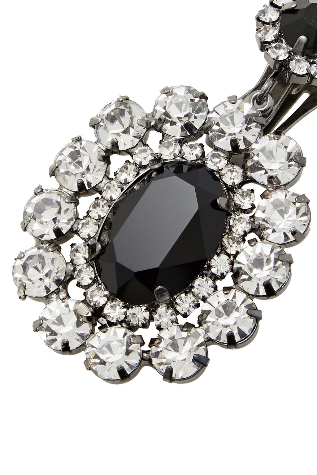 KENNETH JAY LANE Silver-tone crystal clip earrings