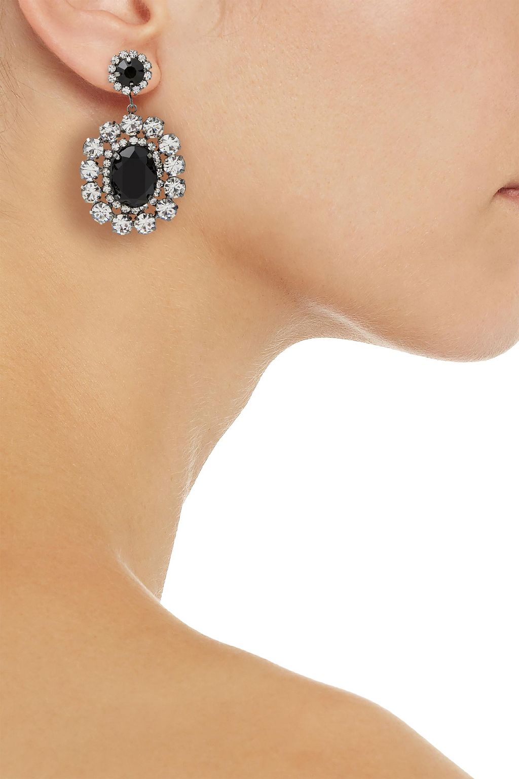 KENNETH JAY LANE Silver-tone crystal clip earrings