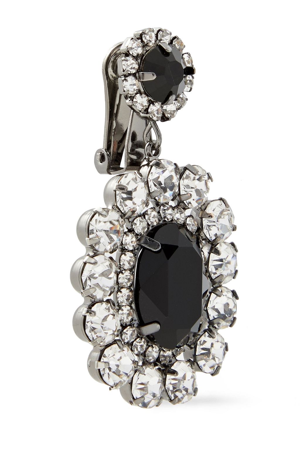 KENNETH JAY LANE Silver-tone crystal clip earrings