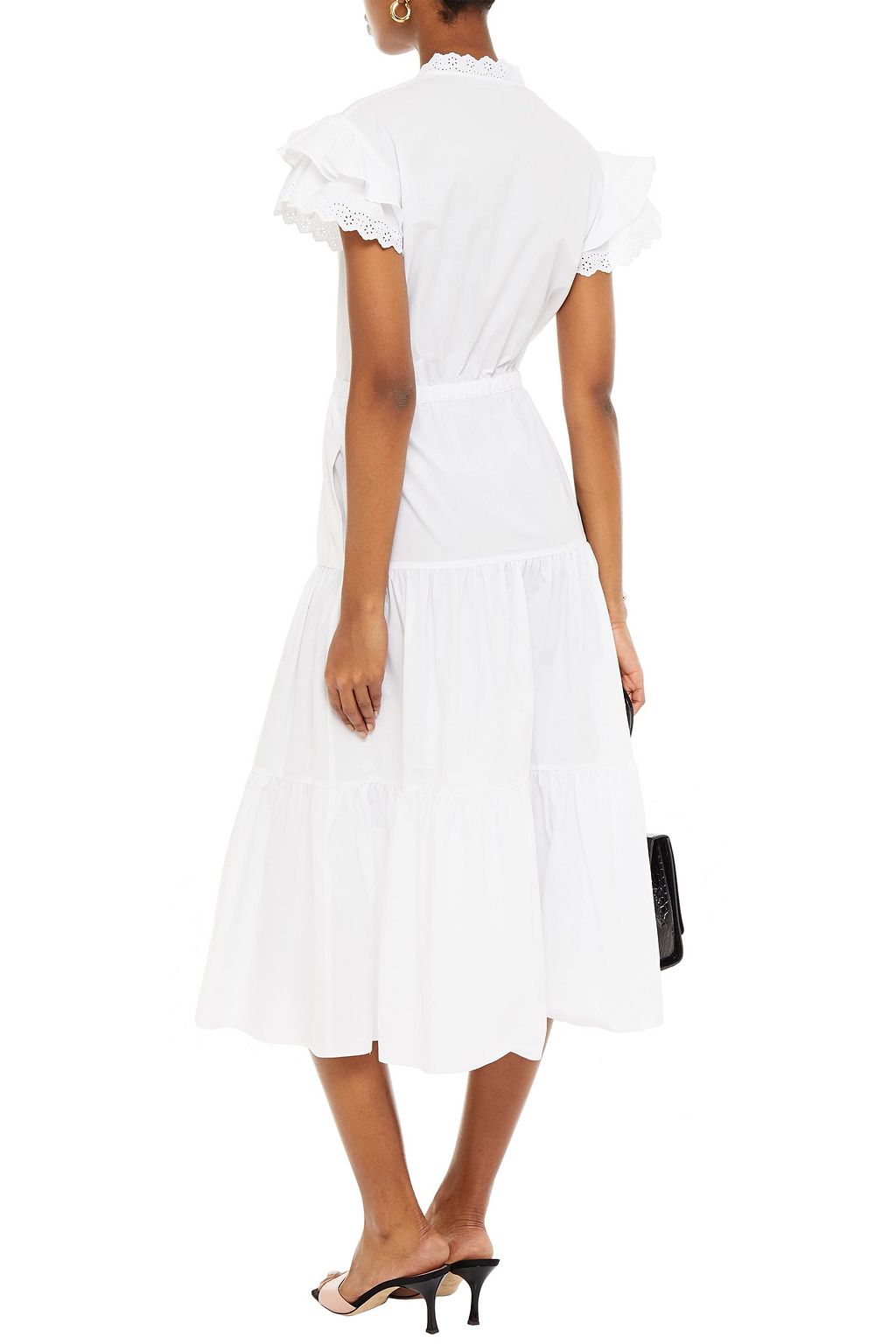 PHILOSOPHY DI LORENZO SERAFINI Tiered broderie anglaise cotton-broadcloth midi dress