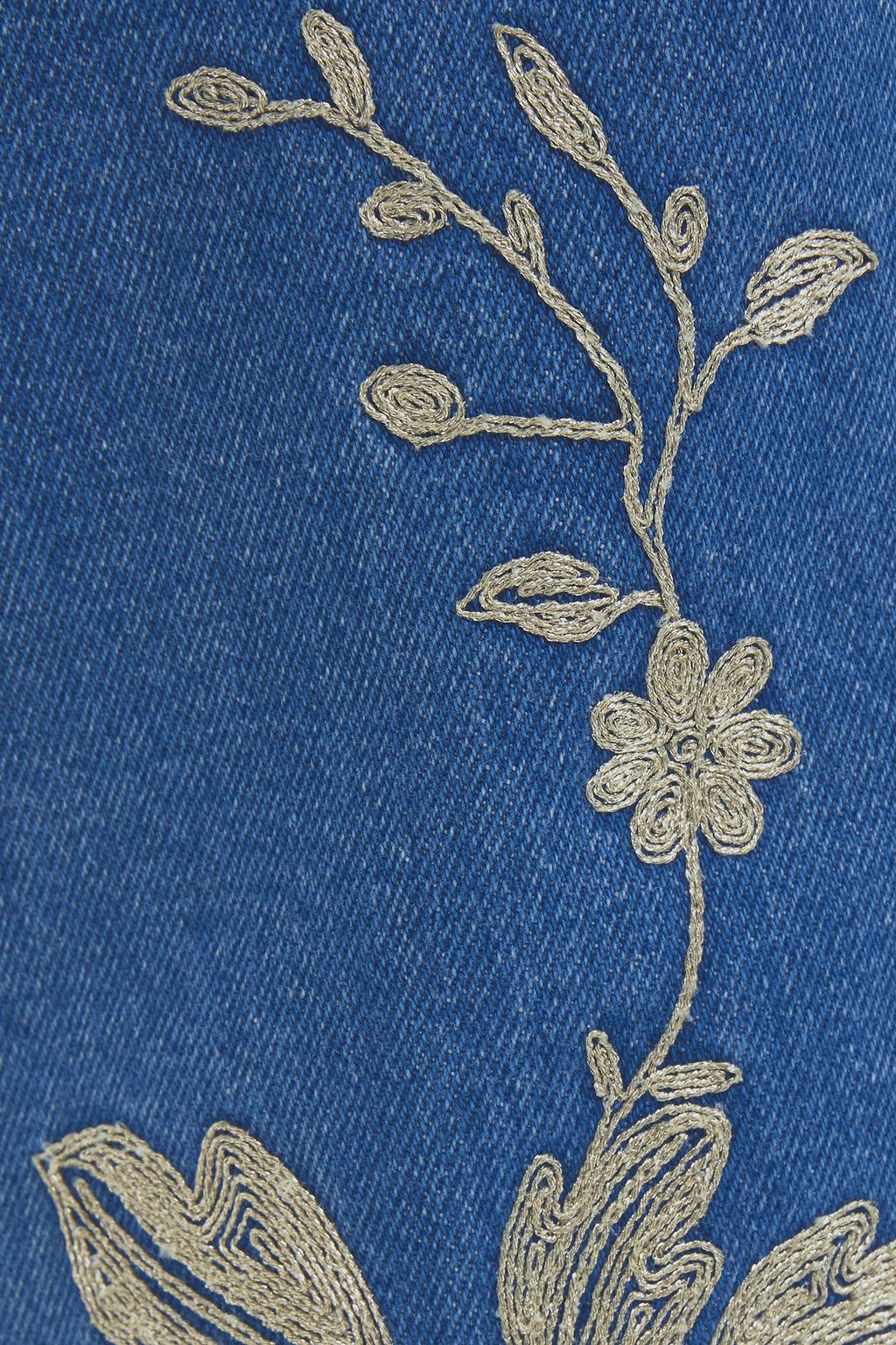 GUCCI Halbhohe Jeans mit geradem Bein und Stickereien in Metallic-Optik
