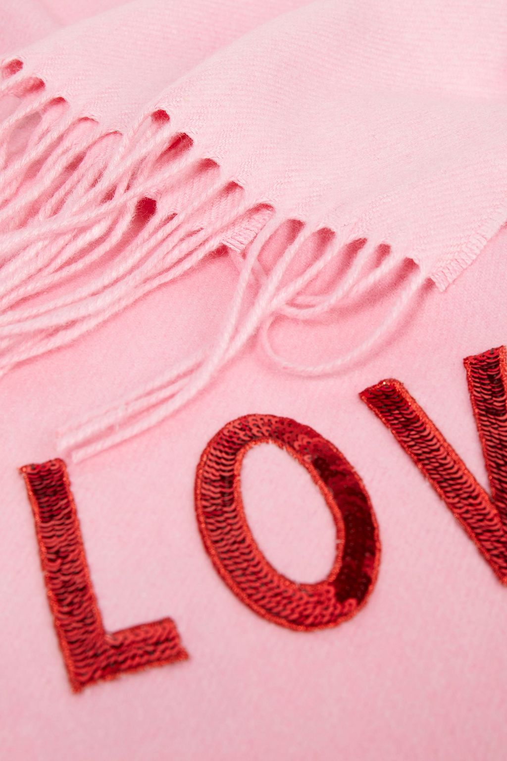 GUCCI Fringed appliquéd silk and cashmere-blend scarf