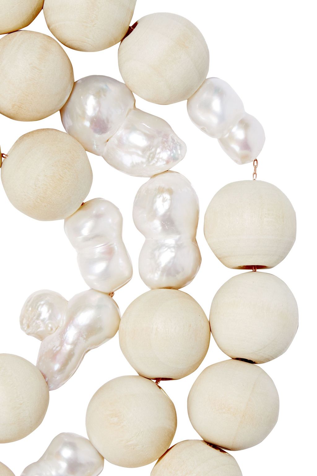 OSCAR DE LA RENTA Gold-tone, freshwater pearl and wood necklace