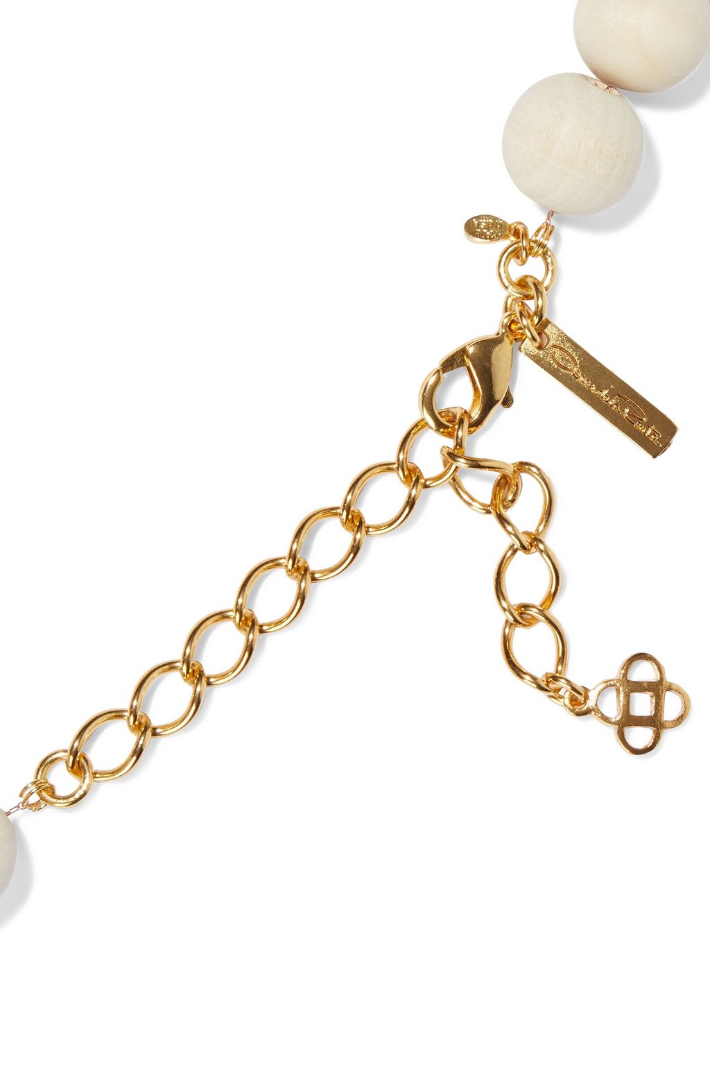 OSCAR DE LA RENTA Gold-tone, freshwater pearl and wood necklace
