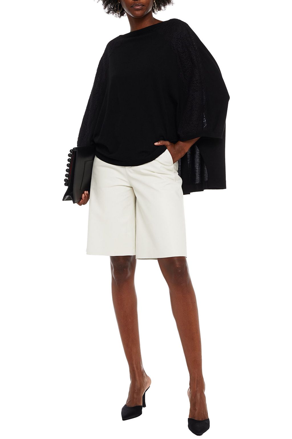 VALENTINO GARAVANI Lace-trimmed wool sweater