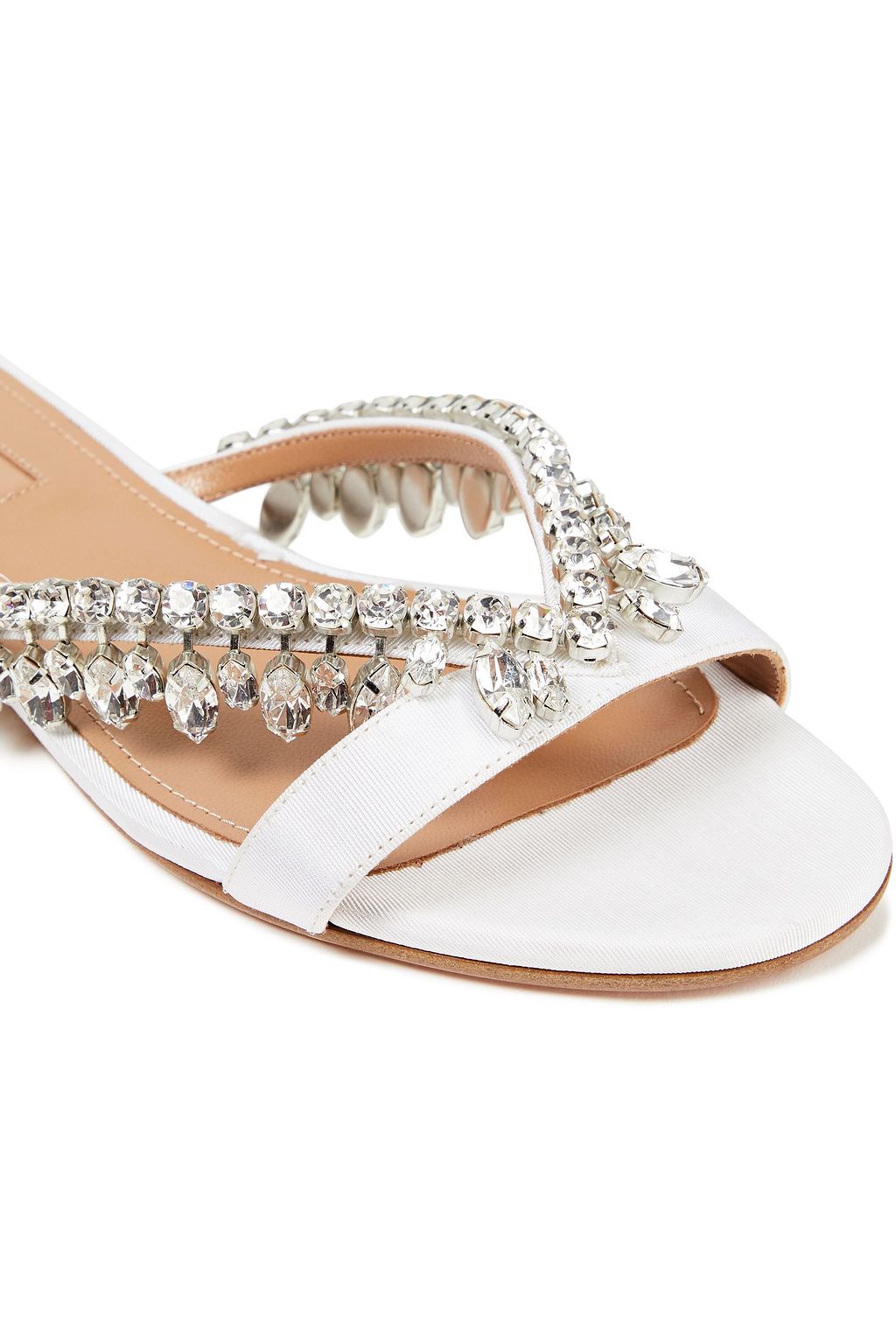 AQUAZZURA Crystal-embellished satin-twill sandals