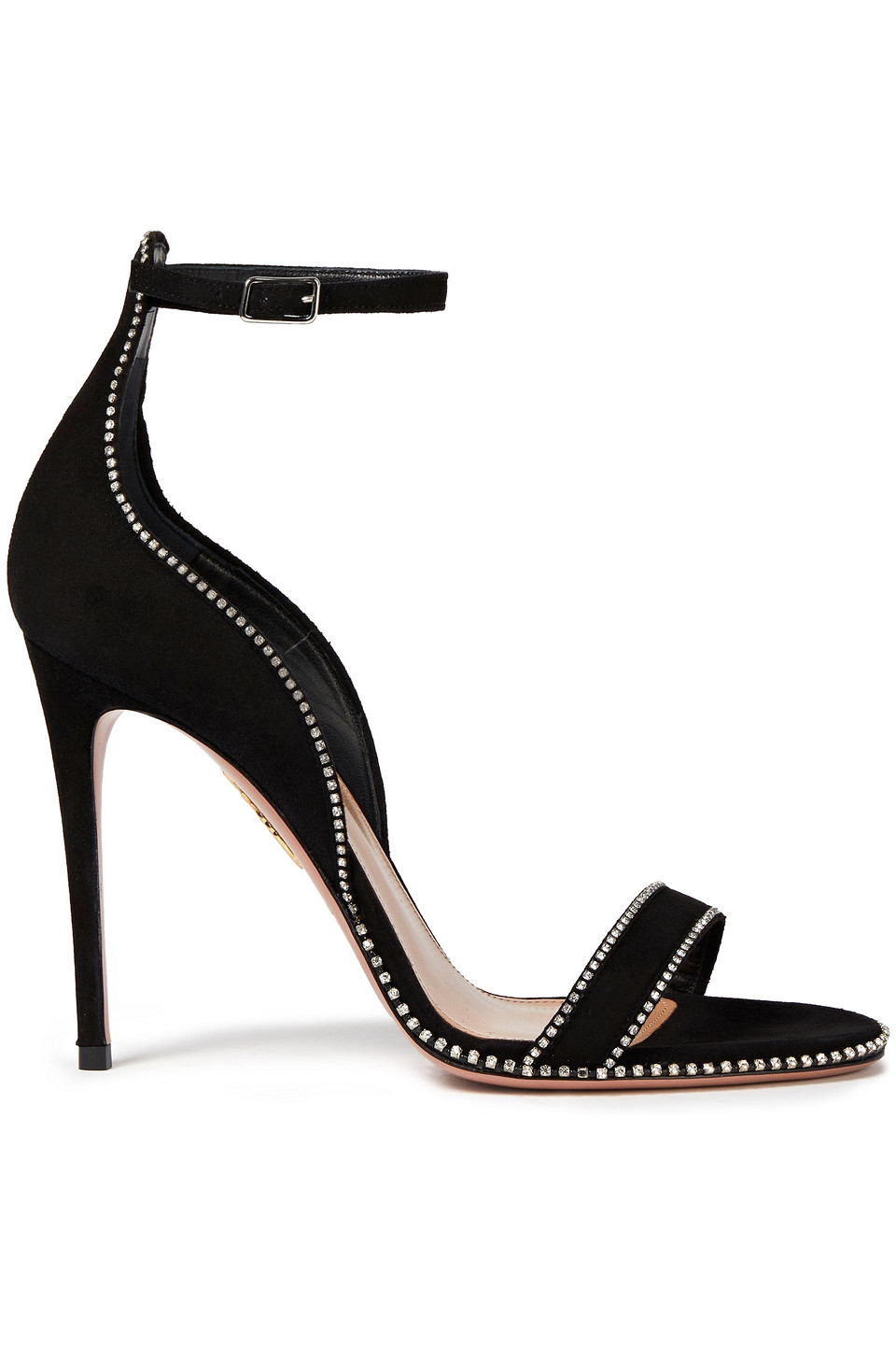 Aquazzura Woman Crystal-embellished Suede Sandals Black Size 39.5