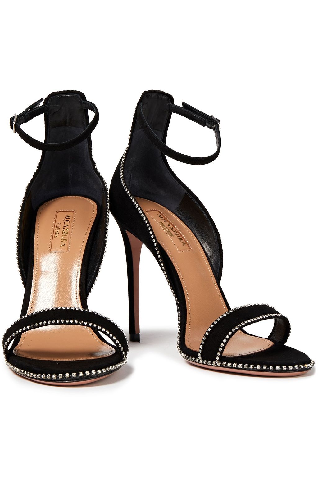 AQUAZZURA Crystal-embellished suede sandals