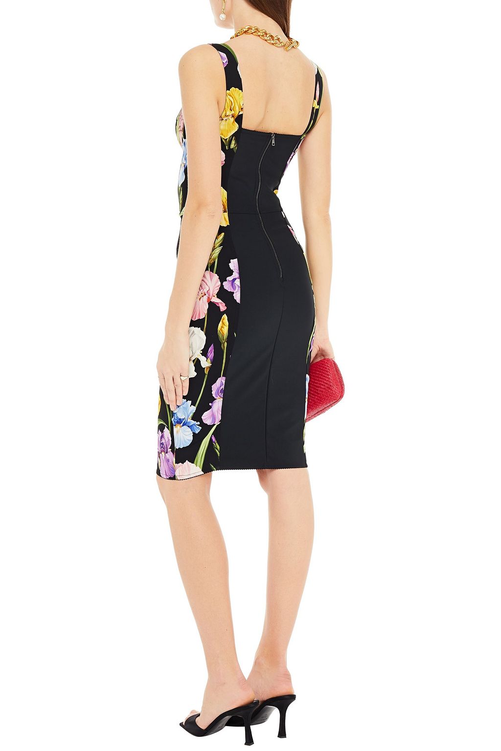 DOLCE&GABBANA Floral-print silk-blend crepe and ponte dress