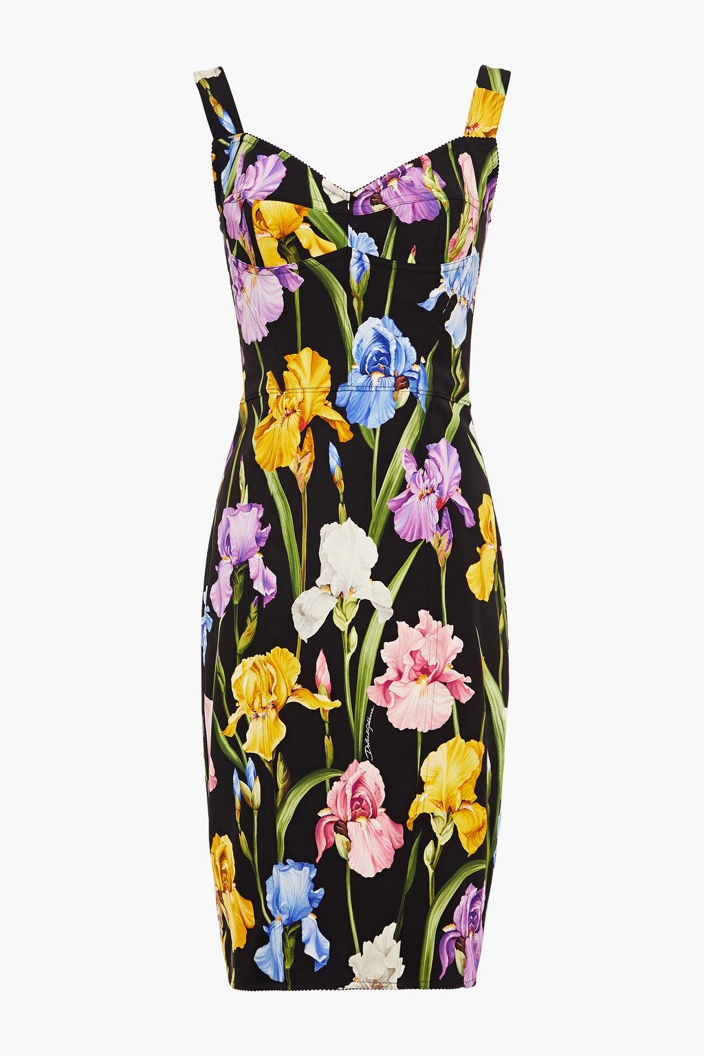 Black Floral-print silk-blend crepe and ponte dress | DOLCE & GABBANA ...