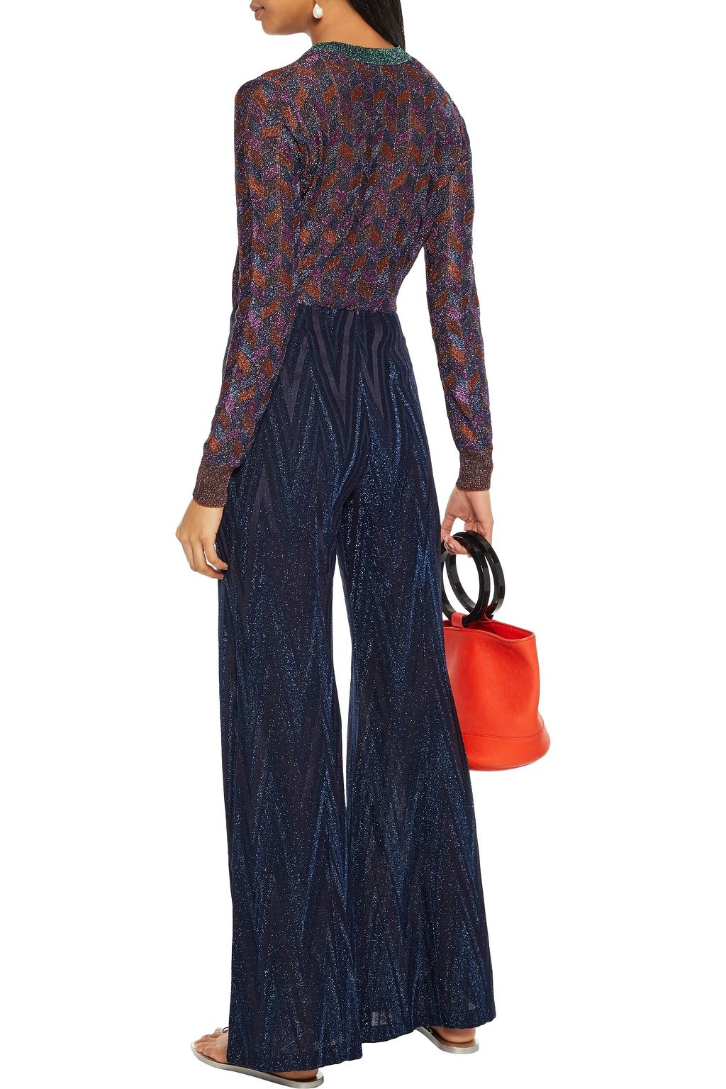 M MISSONI Metallic crochet-knit flared pants