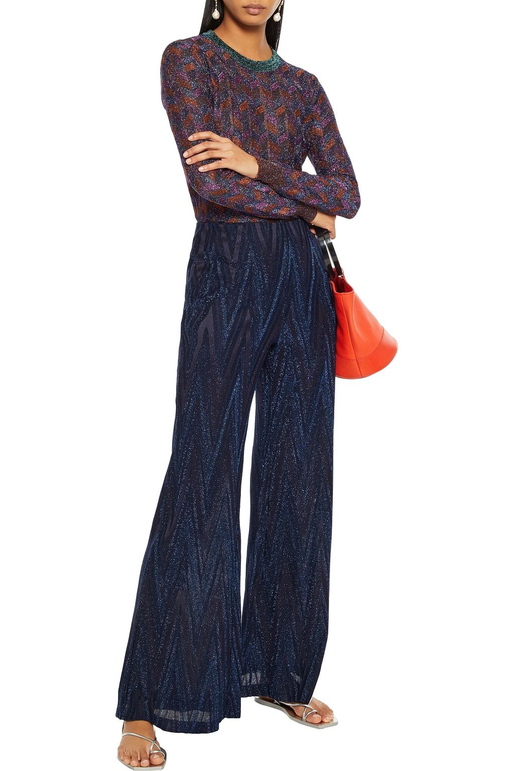 M MISSONI Metallic crochet-knit flared pants