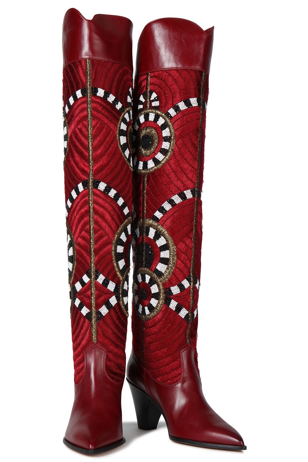 AQUAZZURA Balkan embellished leather over-the-knee boots