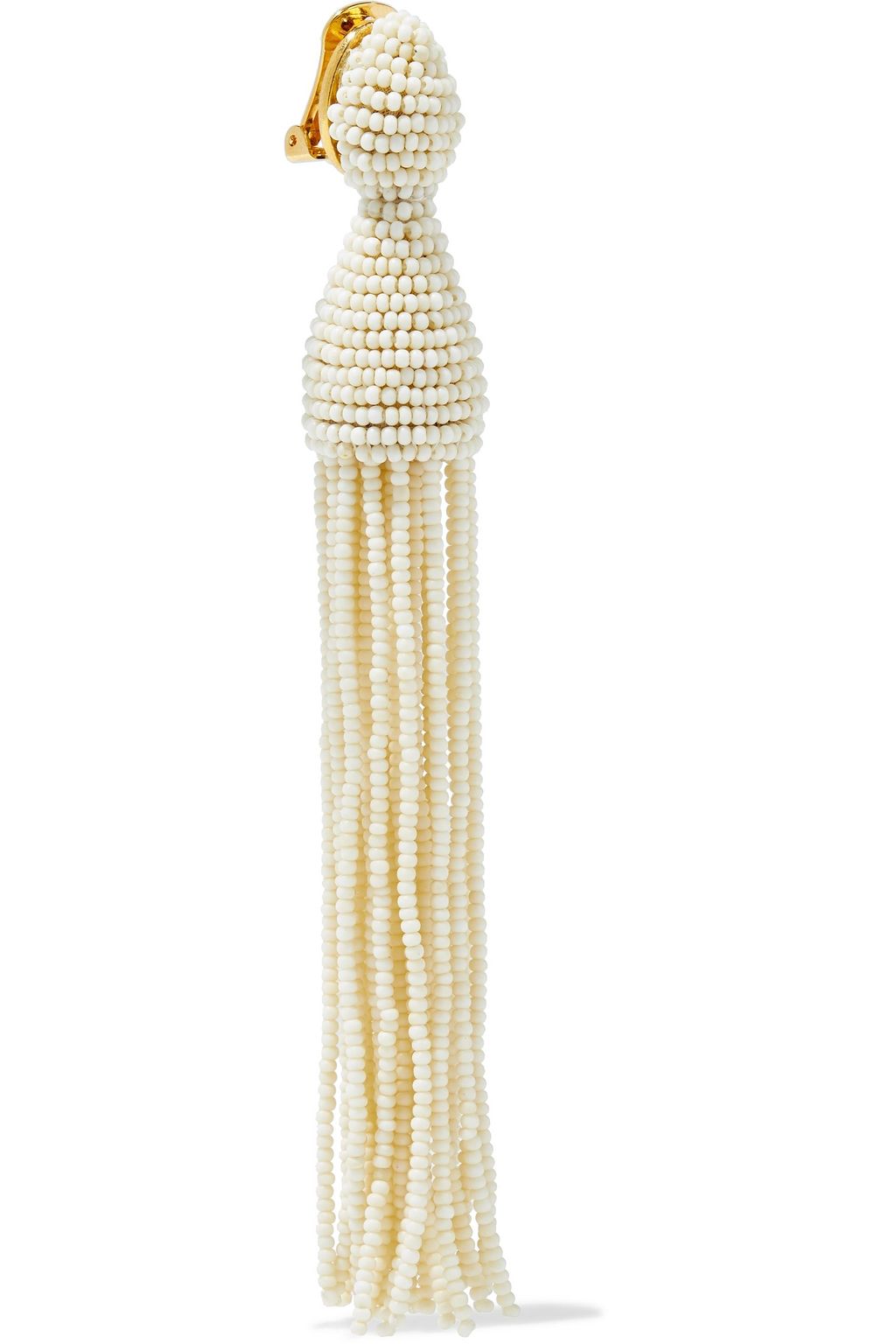 OSCAR DE LA RENTA Gold-tone beaded tassel clip earrings
