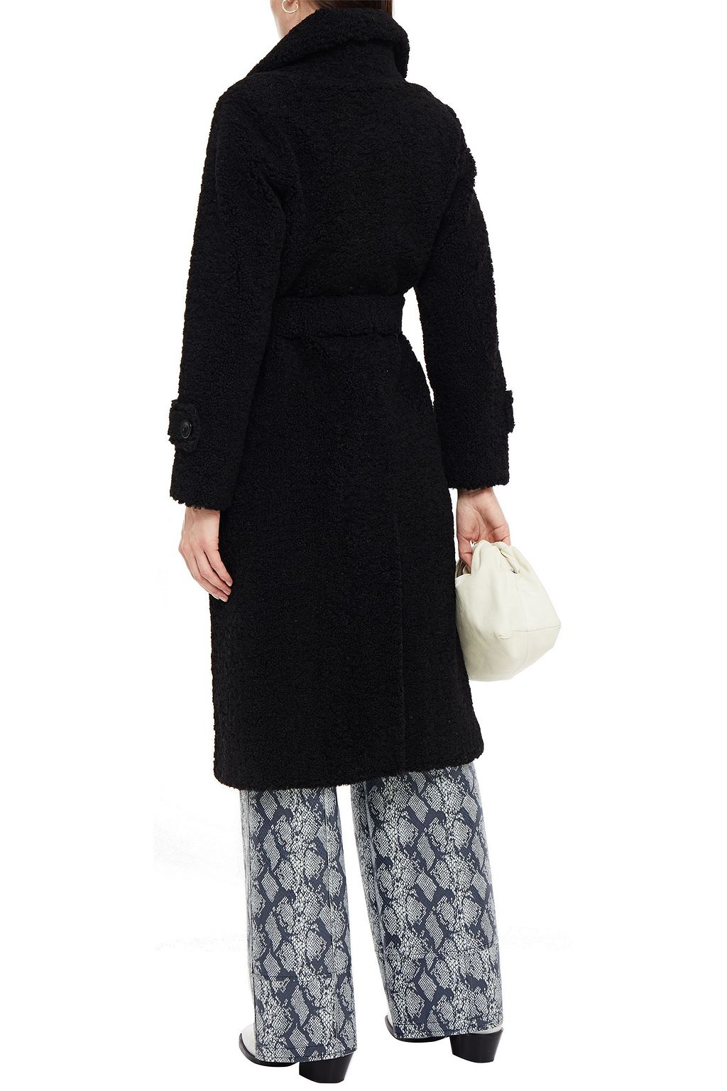 STAND STUDIO Lottie belted faux shearling coat