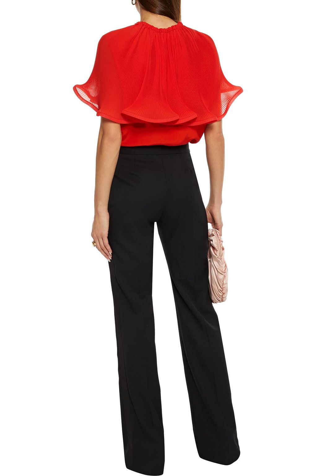 STELLA MCCARTNEY Layered pleated organza and crepe de chine blouse