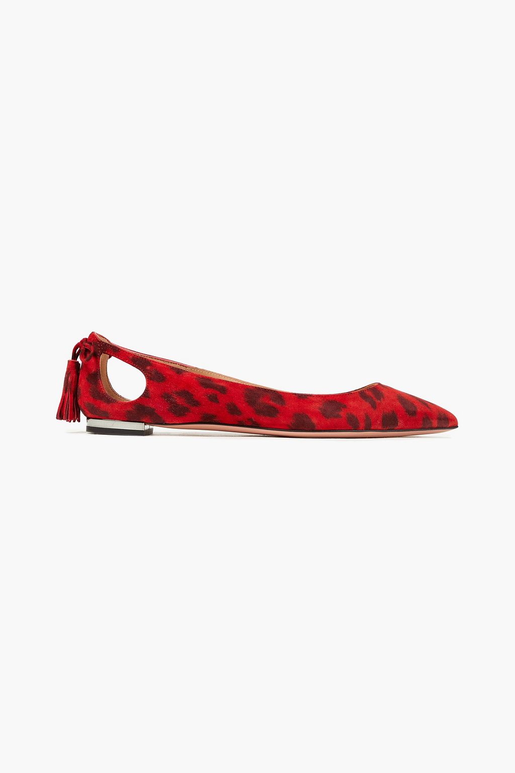 Red Forever Marilyn Leopard Print Suede Point Toe Flats Aquazzura The Outnet