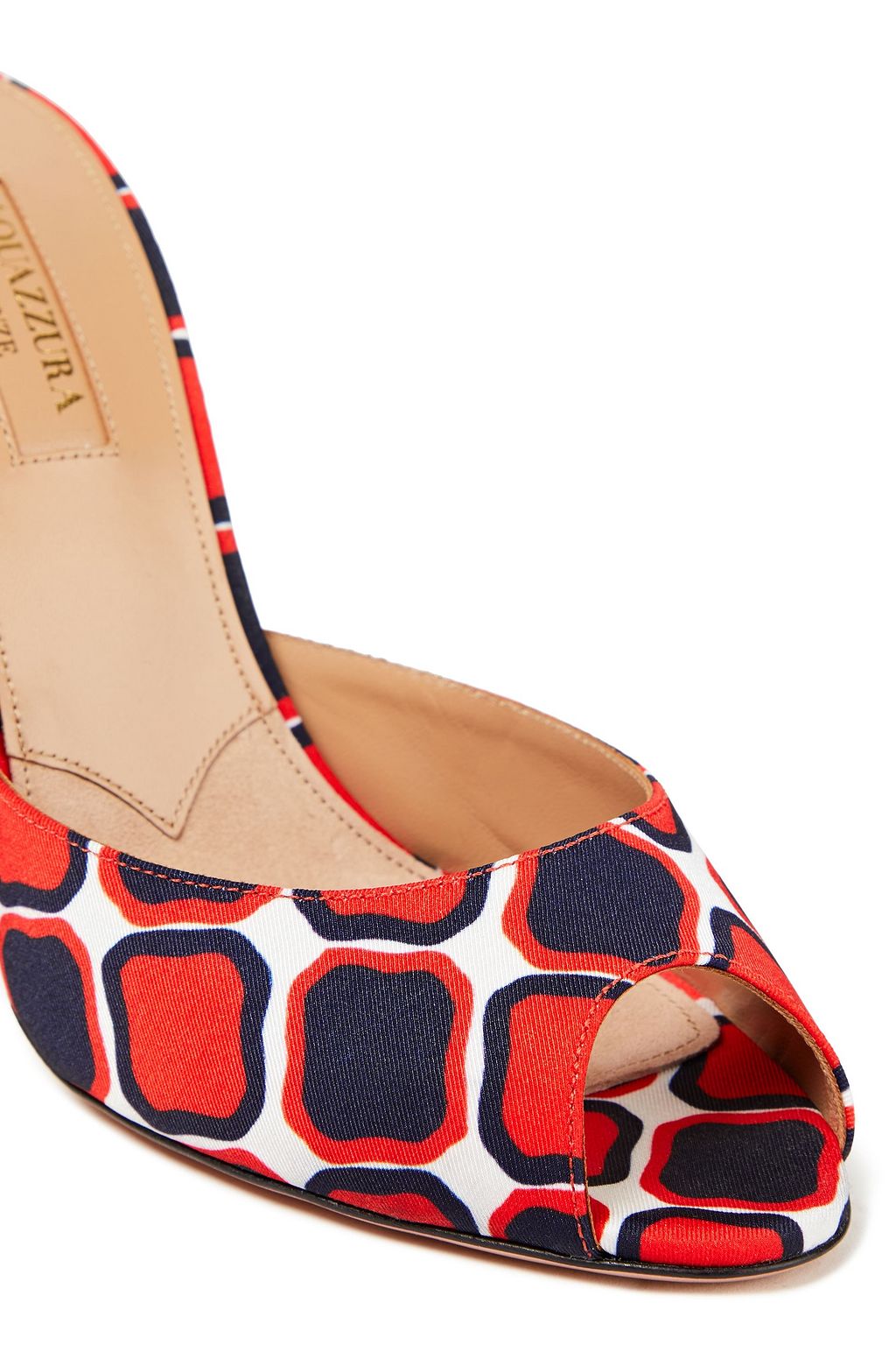 AQUAZZURA Samantha 105 printed satin-twill mules