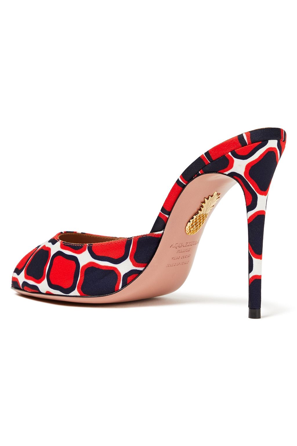 AQUAZZURA Samantha 105 printed satin-twill mules