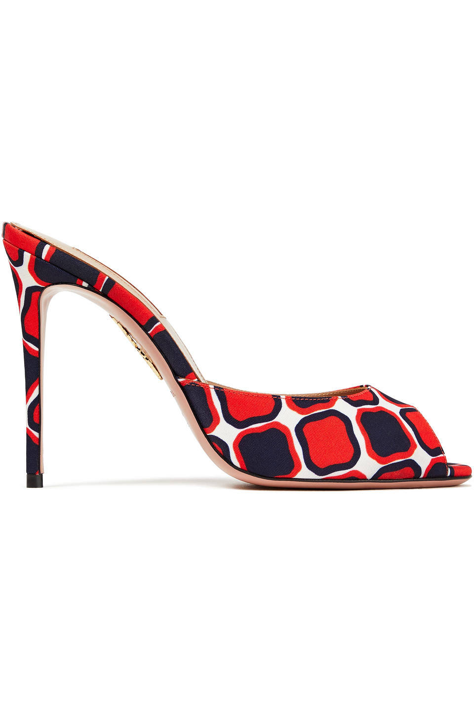 Aquazzura Woman Printed Satin-twill Mules White Size 36