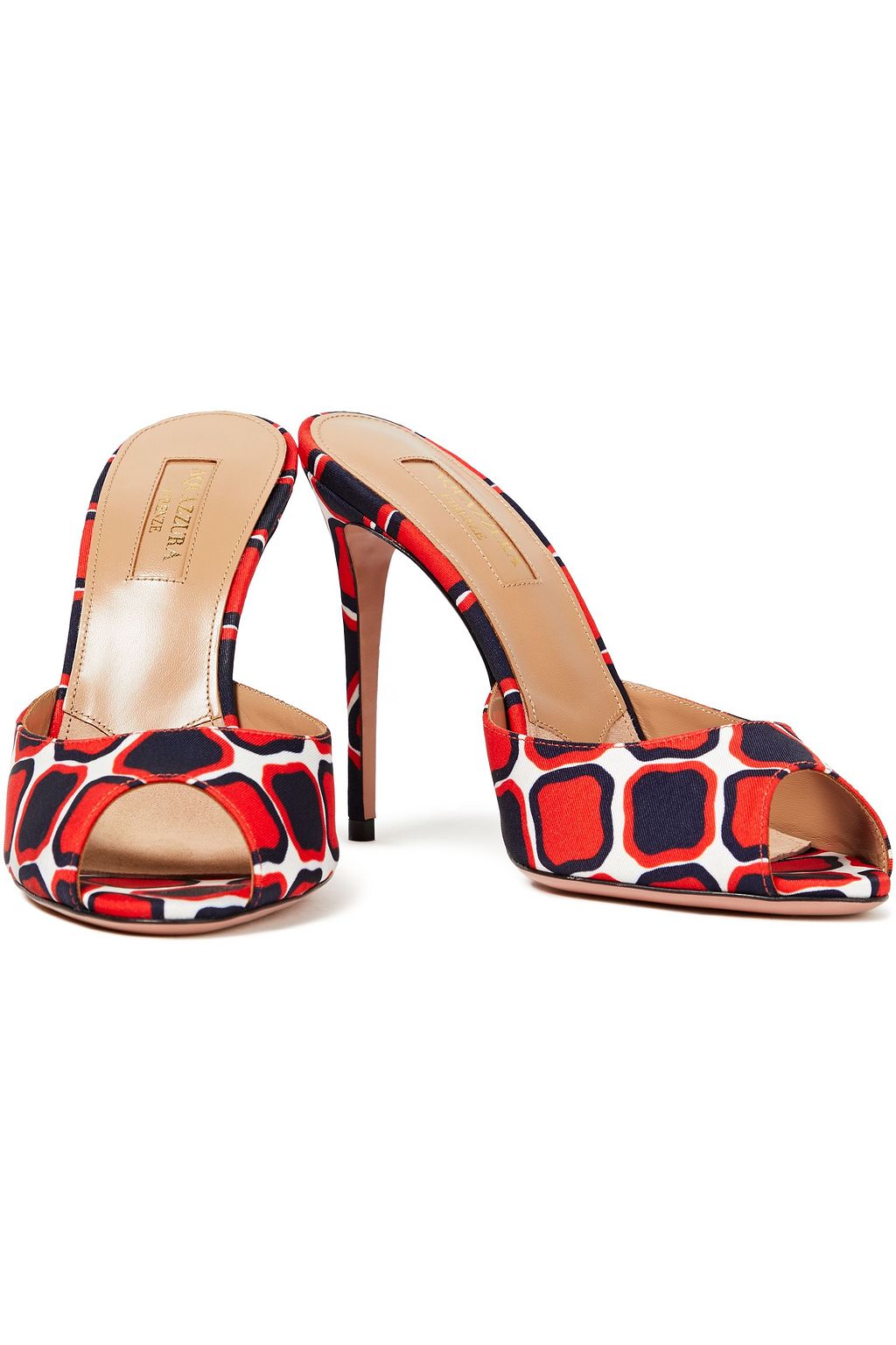 AQUAZZURA Samantha 105 printed satin-twill mules