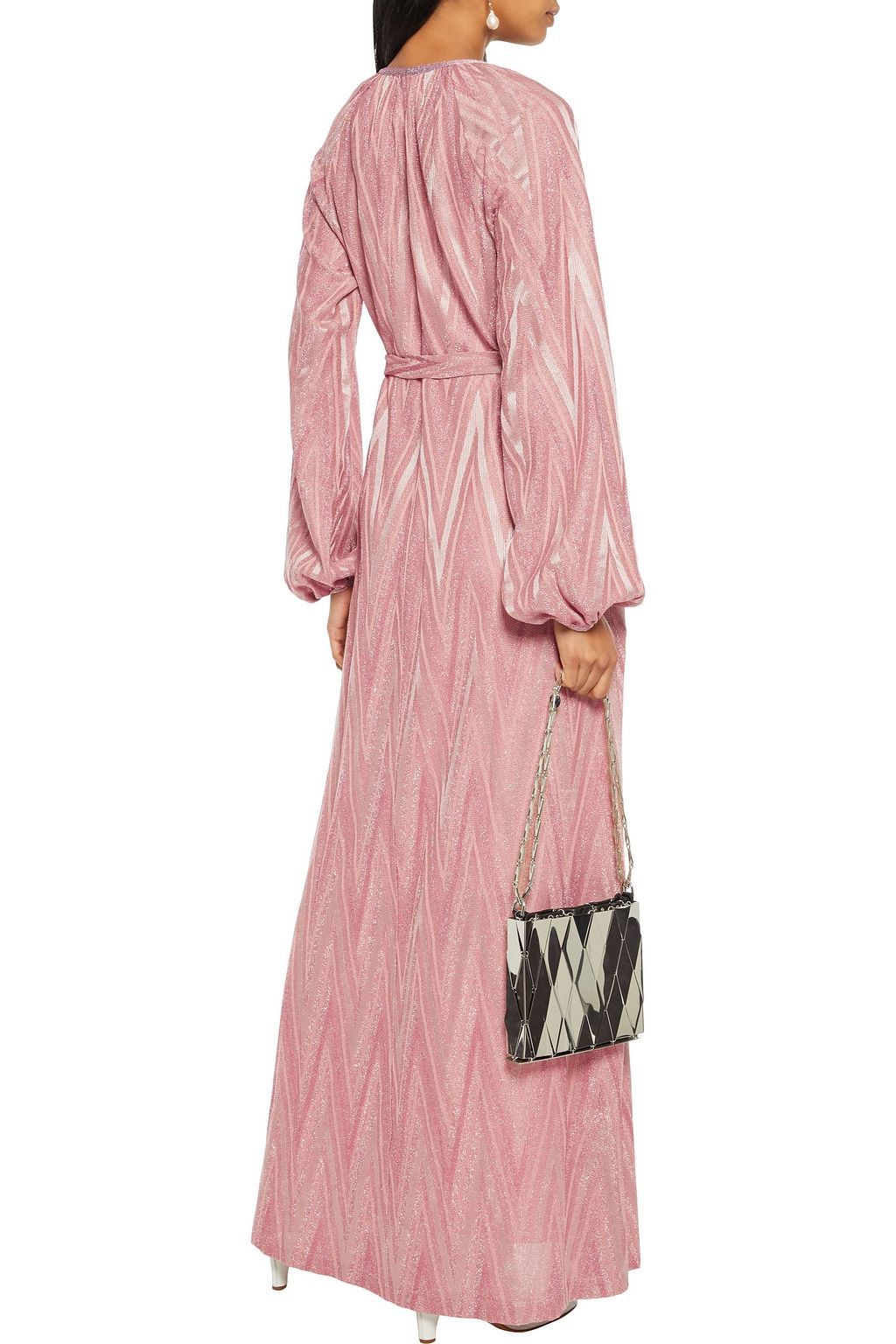 M MISSONI Belted metallic crochet-knit maxi dress