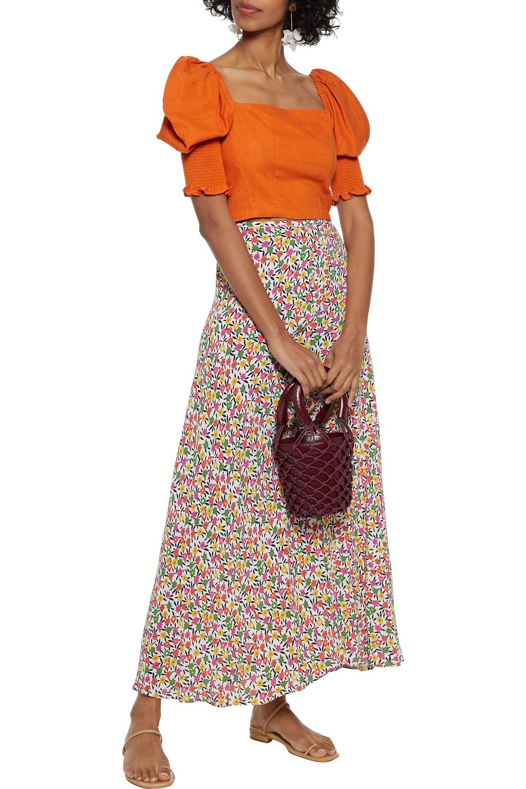RIXO Kelly floral-print crepe maxi skirt