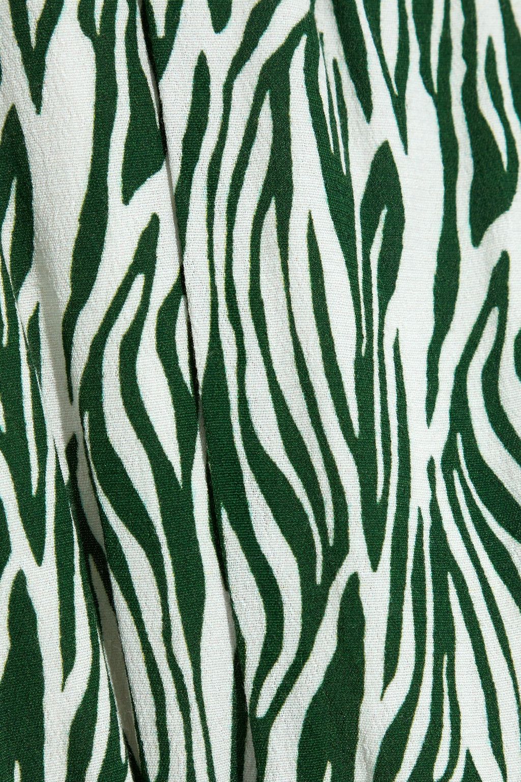 IRIS & INK Agnes gathered zebra-print crepe midi dress