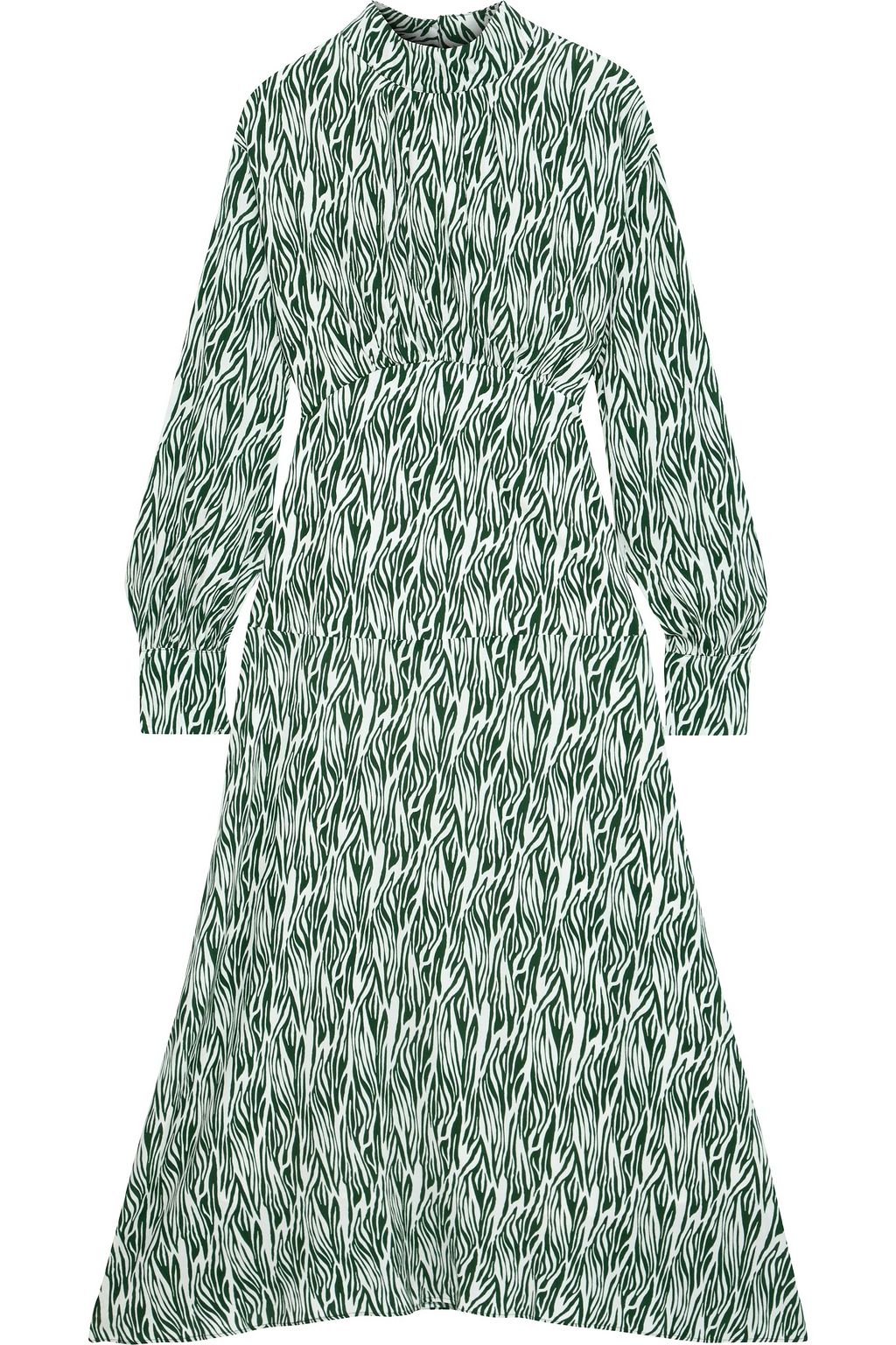 IRIS & INK Agnes gathered zebra-print crepe midi dress
