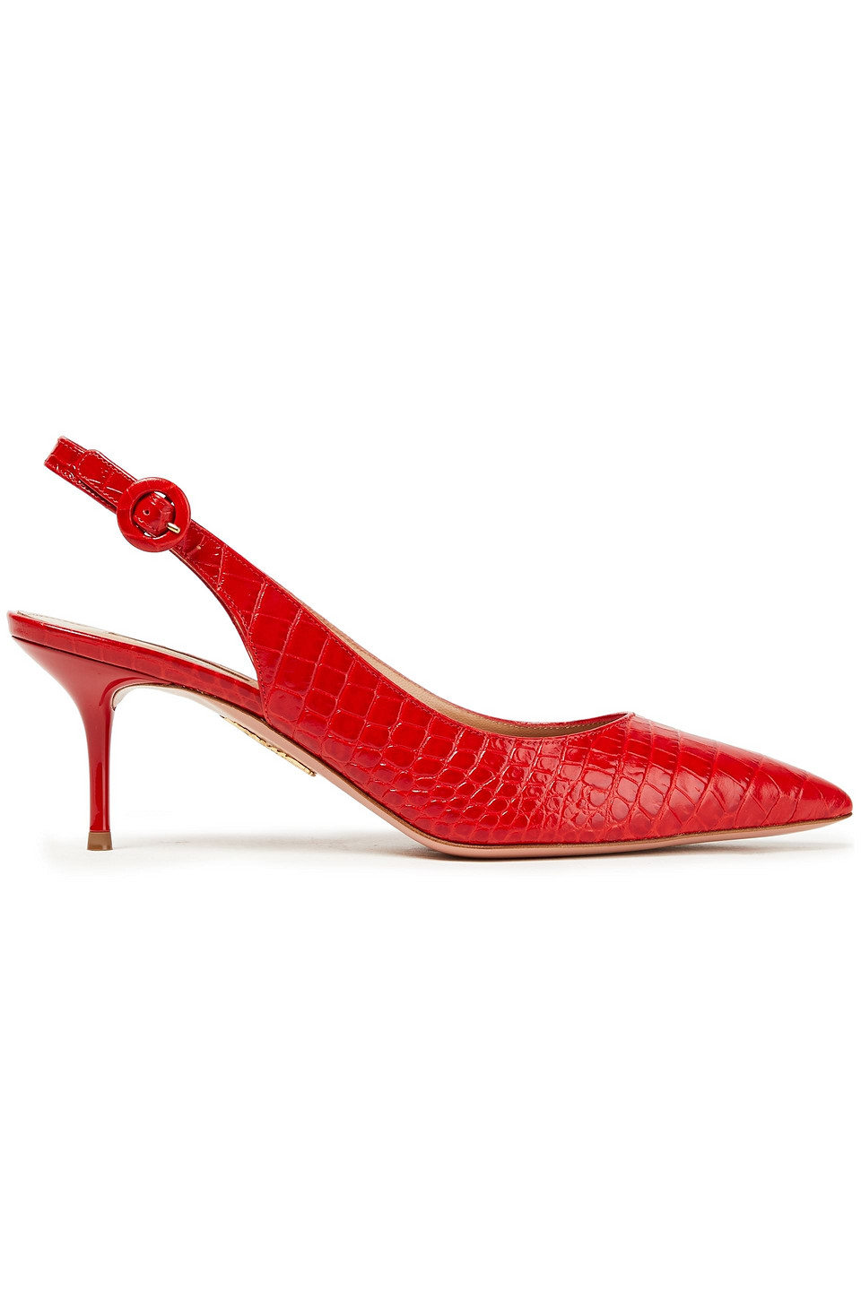 Aquazzura Woman Croc-effect Leather Slingback Pumps Red Size 42