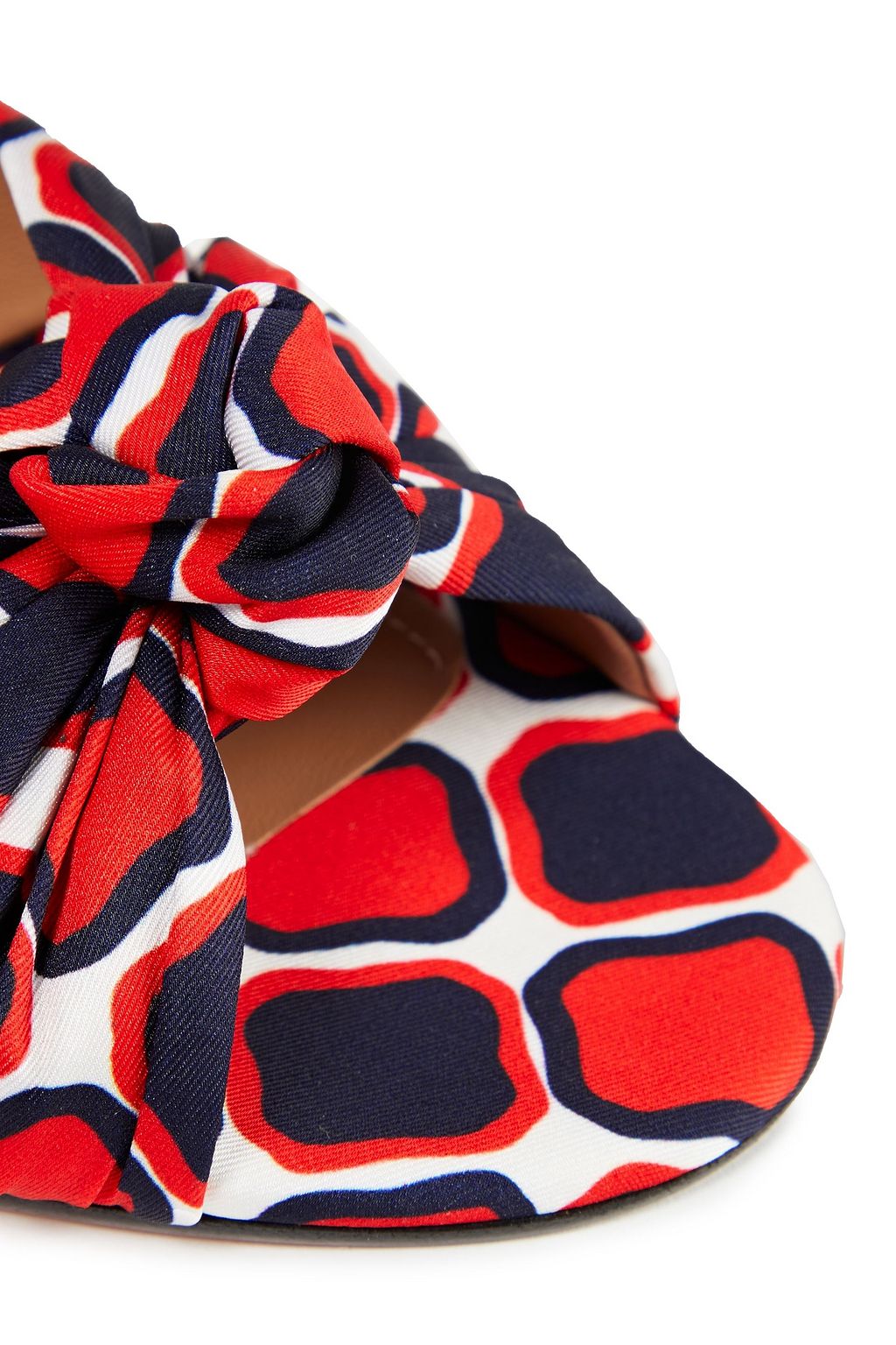 AQUAZZURA Menorca knotted printed satin-twill slides