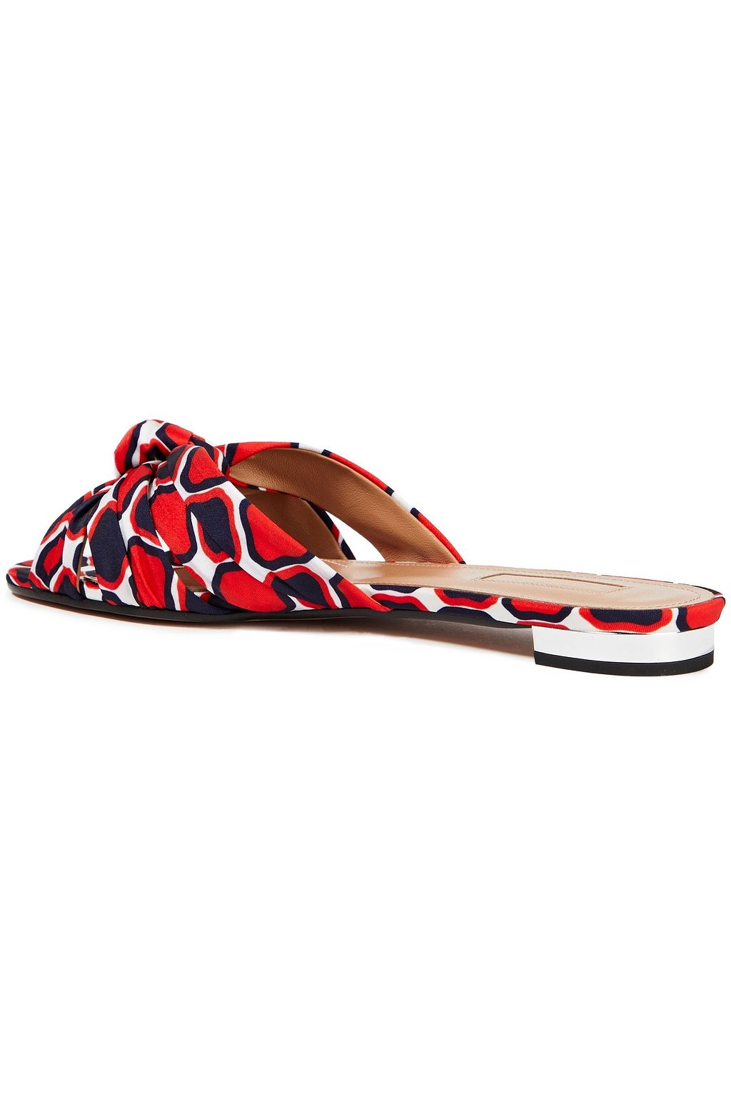 AQUAZZURA Menorca knotted printed satin-twill slides