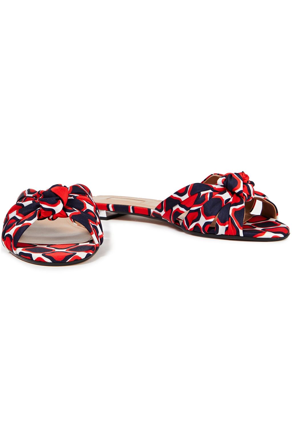 AQUAZZURA Menorca knotted printed satin-twill slides