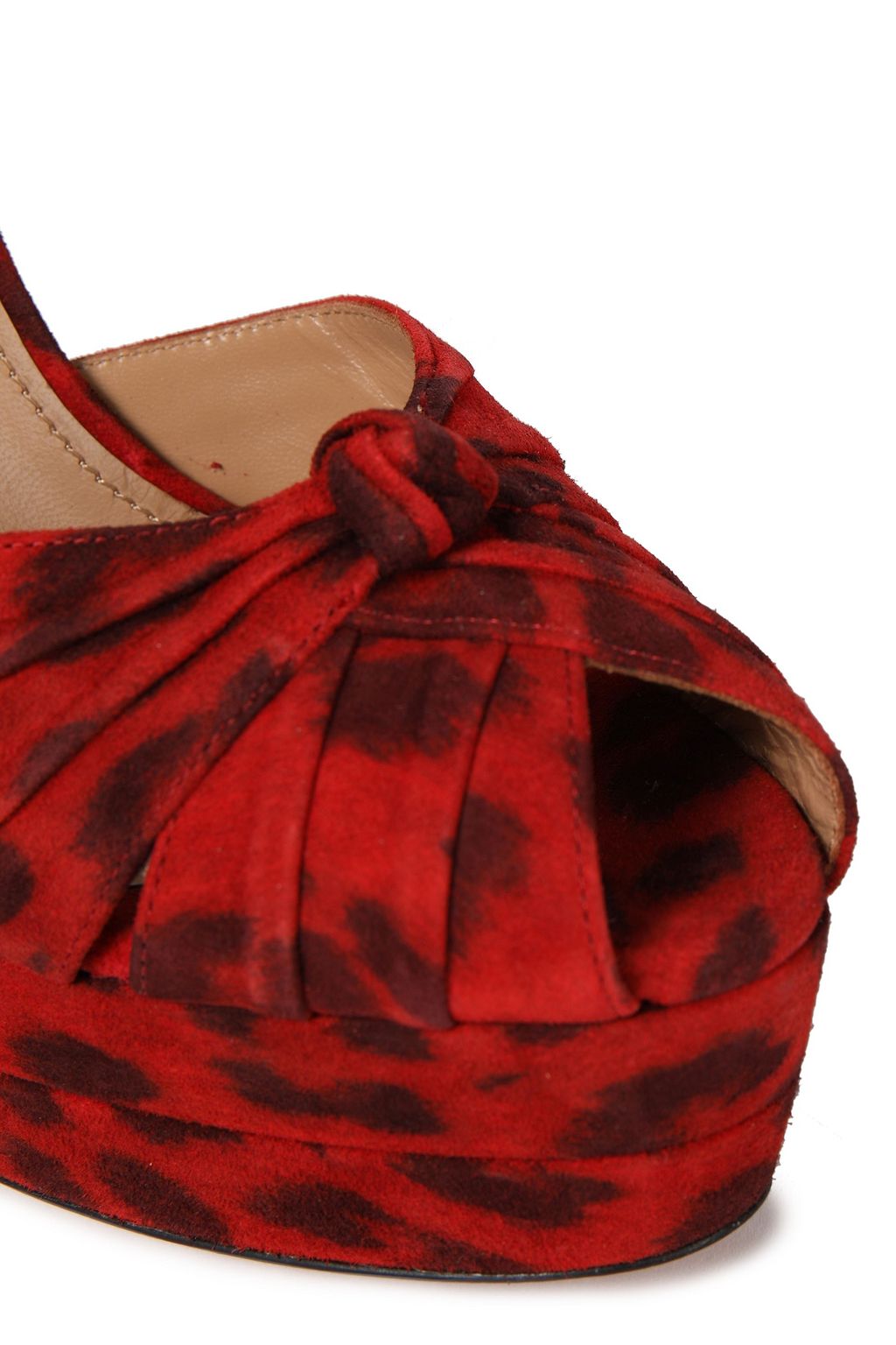 AQUAZZURA Evita Plateau 130 knotted leopard-print suede platform sandals
